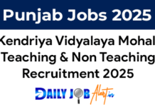 KVS Mohali Recruitment 2025 – Teaching & Non Teaching Posts