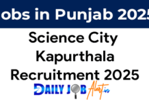 (Science City Kapurthala) PGSC Recruitment 2025 Notification Out for Manager & Officer Posts PGSC Recruitment 2025
