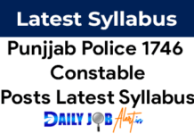 Punjab Police Constable Syllabus 2025 PDF Download 1746 Constable Posts