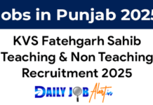 KVS Fatehgarh Sahib Recruitment 2025 – Teaching & Non Teaching Posts kvs fatehgarh sahib recruitment 2025