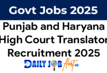 Punjab & Haryana High Court Translator Recruitment 2025 Punjab & Haryana High Court Translator Recruitment 2025