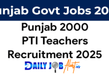 Punjab 2000 PTI Teacher Recruitment 2025: Notification, Eligibility, Application Process Punjab 2000 PTI Teachers Recruitment 2025