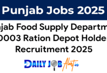Punjab Food Supply Recruitment 2025 of 10003 Ration Depots
