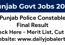 Punjab Police Constable Result 2024: Final Merit List and Cut Off Punjab Police Constable Result 2024 Final