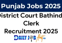 District Court Bathinda Recruitment 2025 of 38 Clerk Posts District Court Bathinda Recruitment 2025
