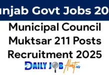 Municipal Council Muktsar Recruitment 2025 of various posts Municipal Council Muktsar Recruitment 2025