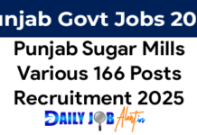 Punjab Sugar Mill Recruitment 2025 for 166 Various Posts Punjab sugar mill recruitment 2025