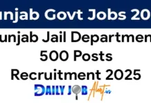 PSSSB Jail Warder Recruitment 2025, 500 Posts Matron & Superintendent Punjab Jail Warder Recruitment 2025
