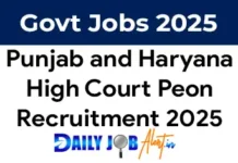 Punjab and Haryana High Court Peon Recruitment 2025 of 75 Posts Punjab and Haryana High Court Peon Recruitment 2025
