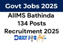 AIIMS Bathinda Recruitment 2025 of 134 Various Posts aiims bathinda recruitment 2025