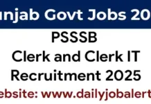 PSSSB Clerk Recruitment 2025 Notification out for 98 Clerk and Clerk IT Posts PSSSB Clerk Recruitment 2025