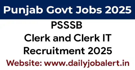 PSSSB Clerk Recruitment 2025 New PSSSB Clerk Recruitment 2025