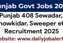PSSSB Advt 08 of 2025 Recruitment Notification out for 408 Sewadar and Chowkidar Posts PSSSB Sewadar Recruitment 2025